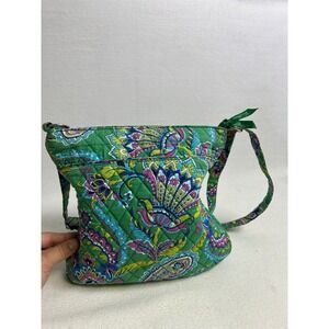 Boho Vera Bradley Women Small Green‎ Go Wild Paisley Quilted Crossbody Bag Purse